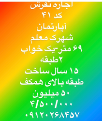 آپارتمان اجاره‌ای با امکانات کامل در موقعیت عالی، متراژ مناسب و قیمت مناسب در تفرش!